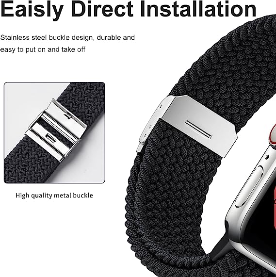 38- 40mm - Woven Single Loop Strap - Black.